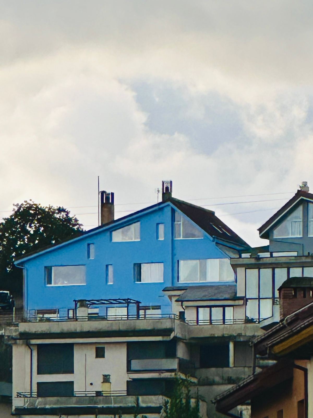 Casa Azul, the blue house, seen from the lane below.